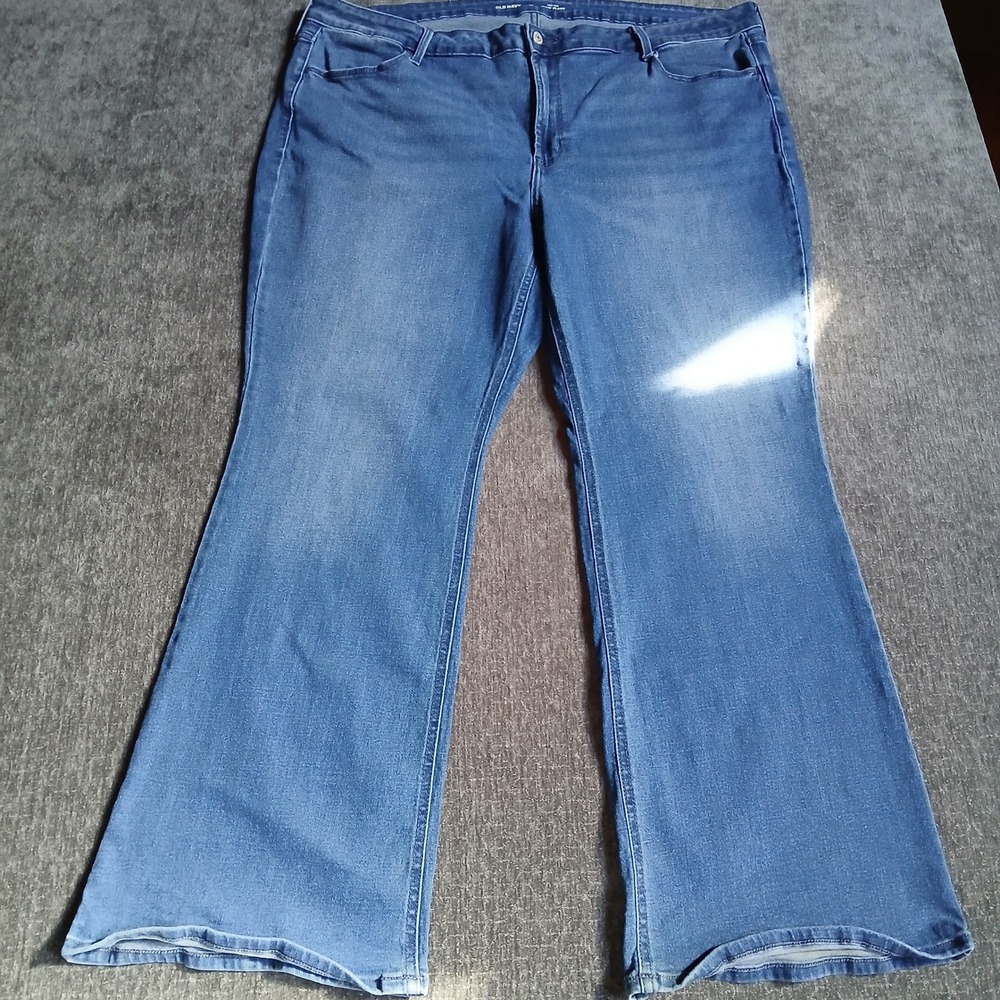 Old Navy High-Rise Wow Flare Jeans Womens 22 Medium Wash Blue Denim Stretch
